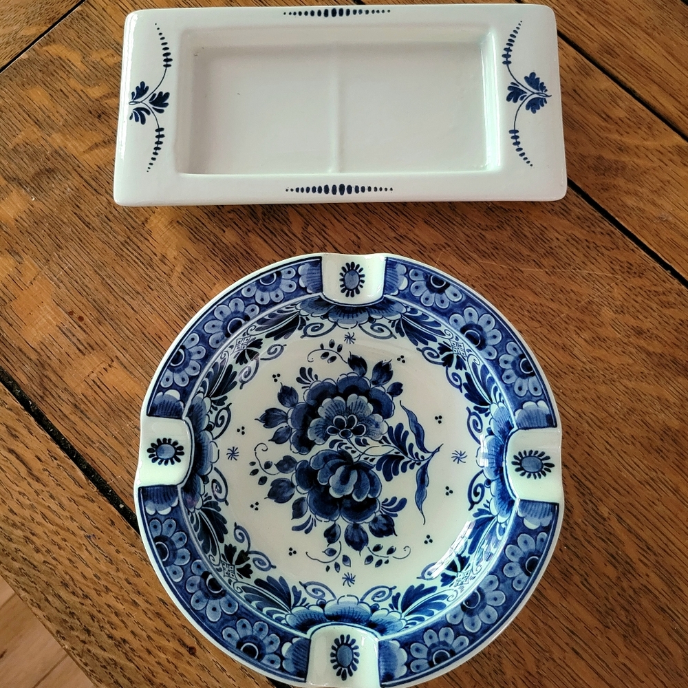 Vintage Delft Blue Ashtray & Trinket Tray